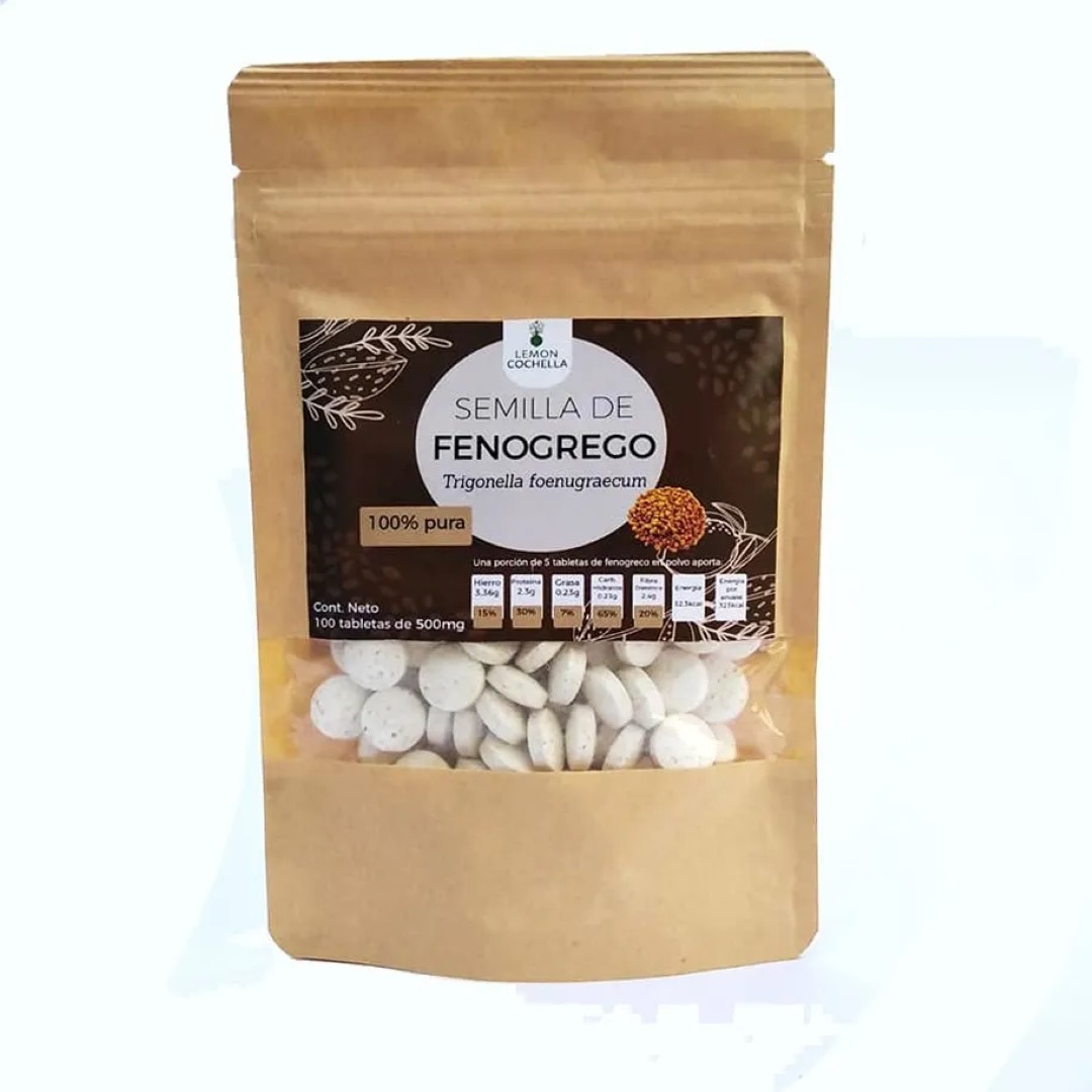 Semilla De Fenogreco 500 mg Lemon Cochella, 100 Comprimidos