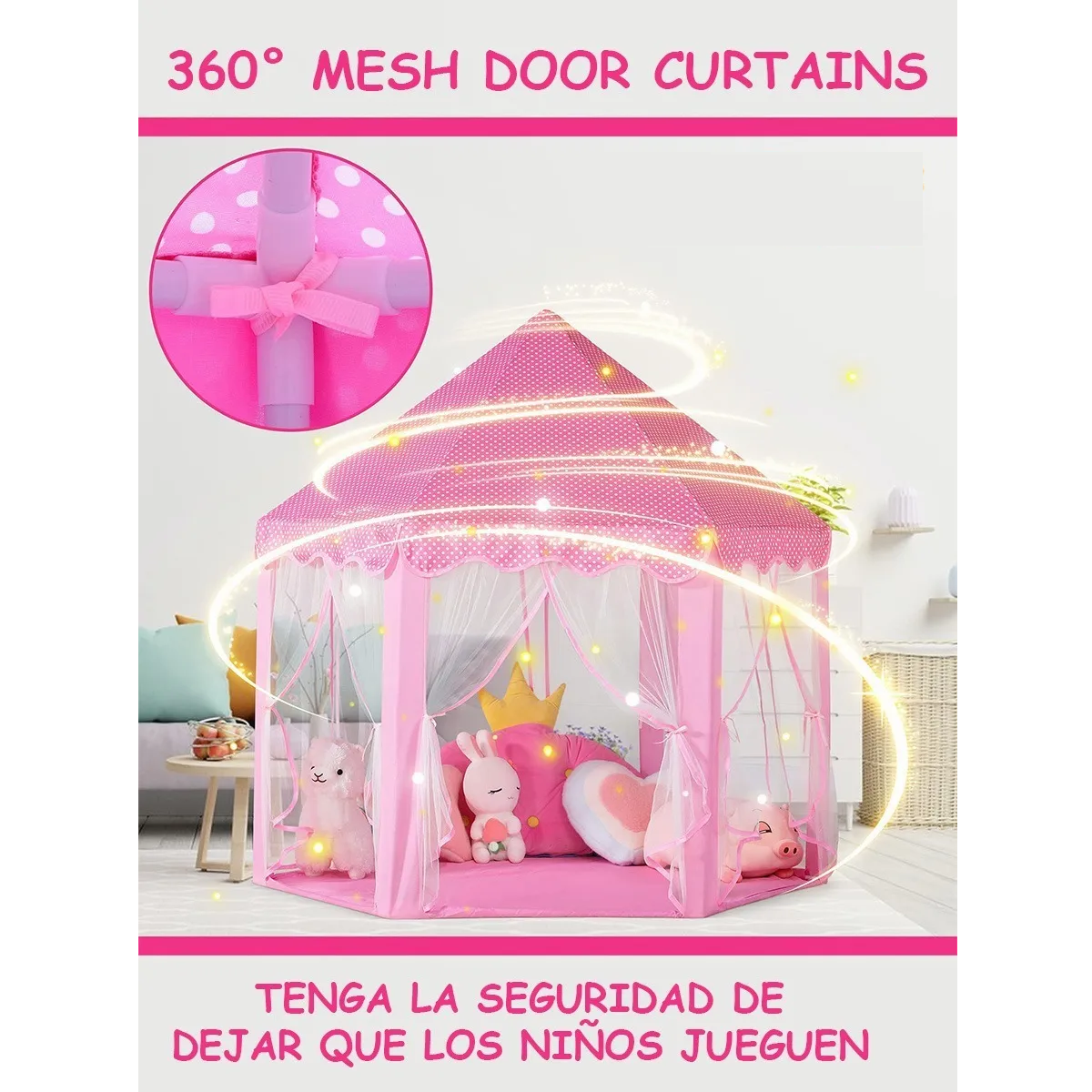 Casita Castillo Princesa Tipo Tienda Para Niñas Rosa 