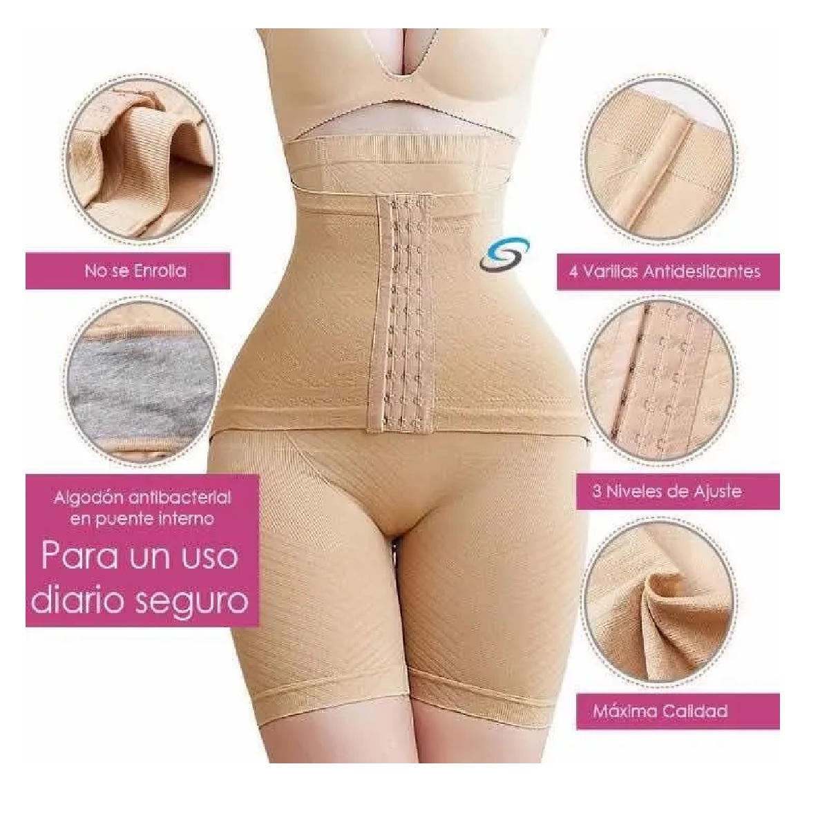 Panty Faja Short Reductora Moldeadora Doble Compresión Nude XL/2XL
