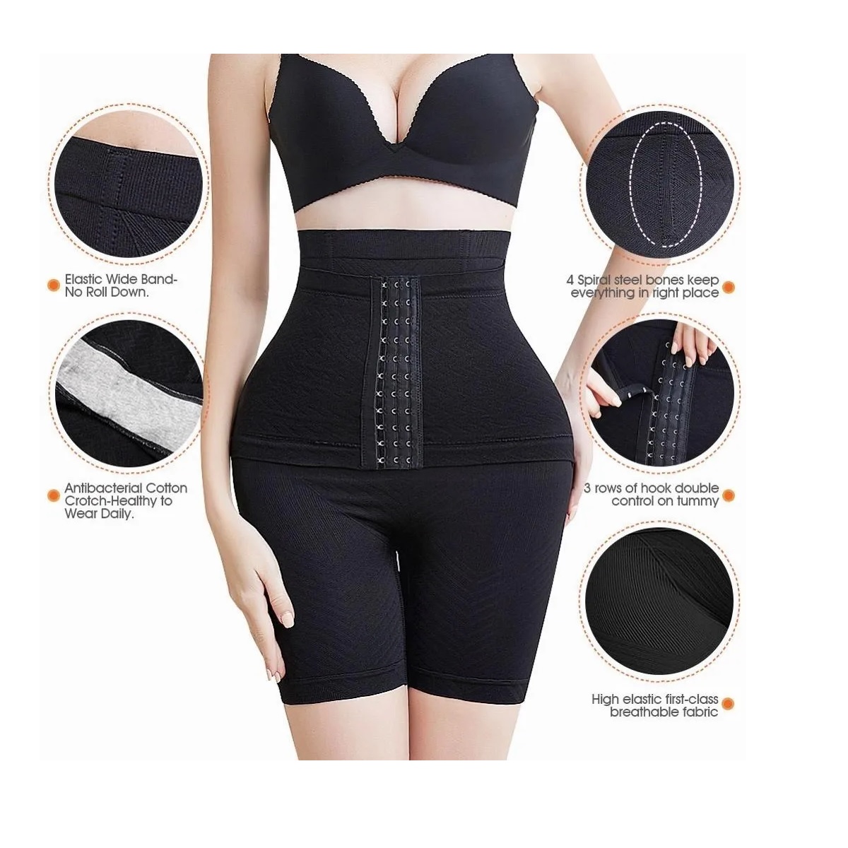 Panty Faja Short Reductora Moldeadora Doble Compresión Negro 3XL