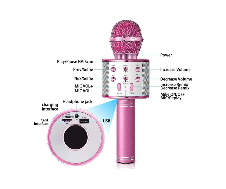 Micrófono De Karaoke Inalámbrico Con Bluetooth Y Bocina