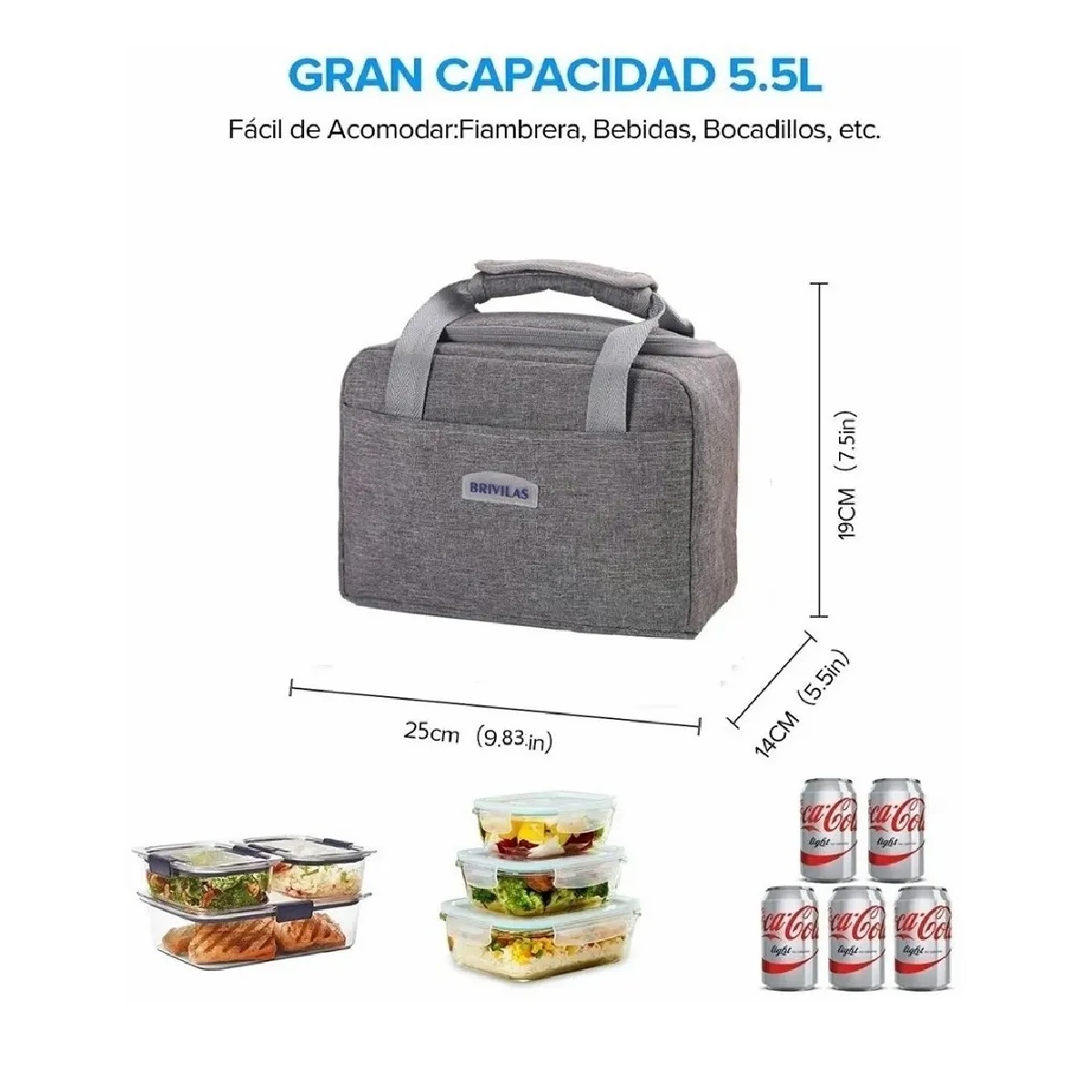 Lonchera Térmica Para La Escuela, Trabajo Gris