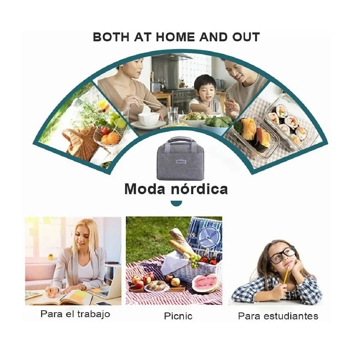 Lonchera Térmica Para La Escuela, Trabajo Gris