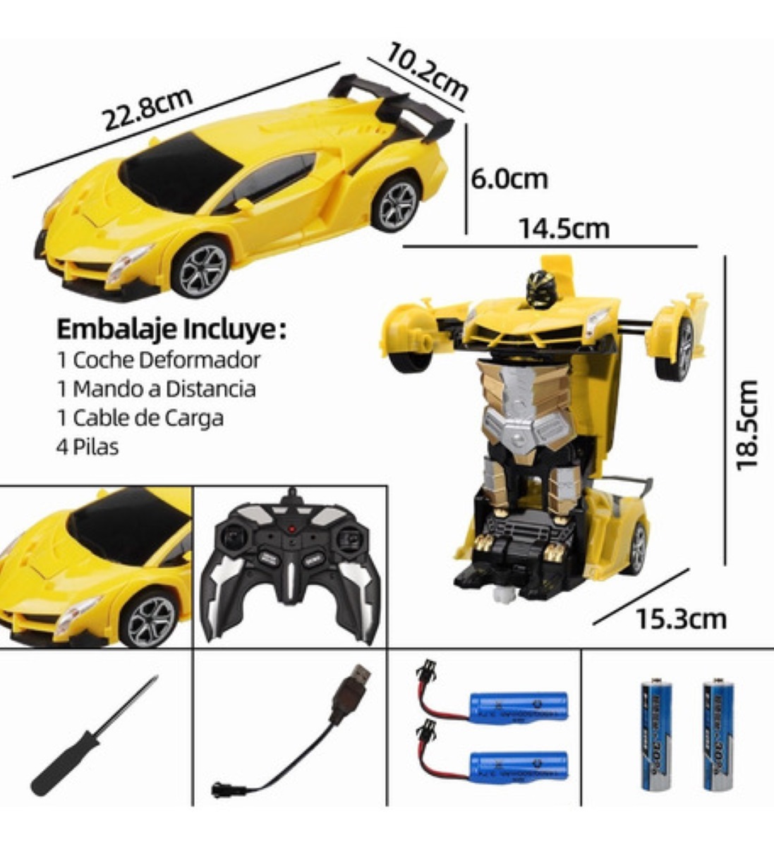 Coche Teledirigido 2 En 1 Transformers Amarillo 