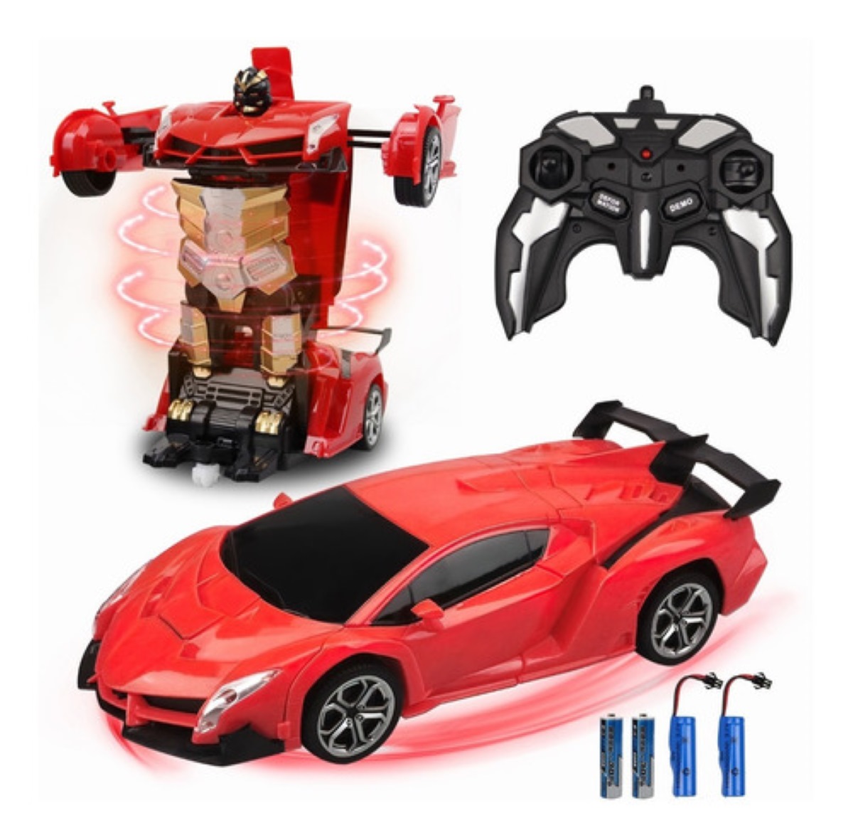 2 En 1 Coche Teledirigido Transformers Control Remoto Rojo 