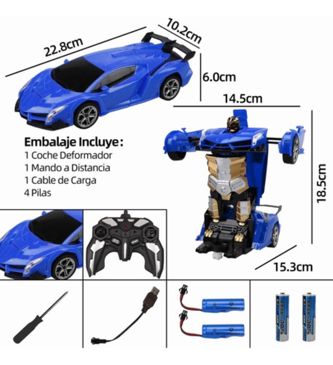 Coche Teledirigido 2 En 1 Transformers Azul