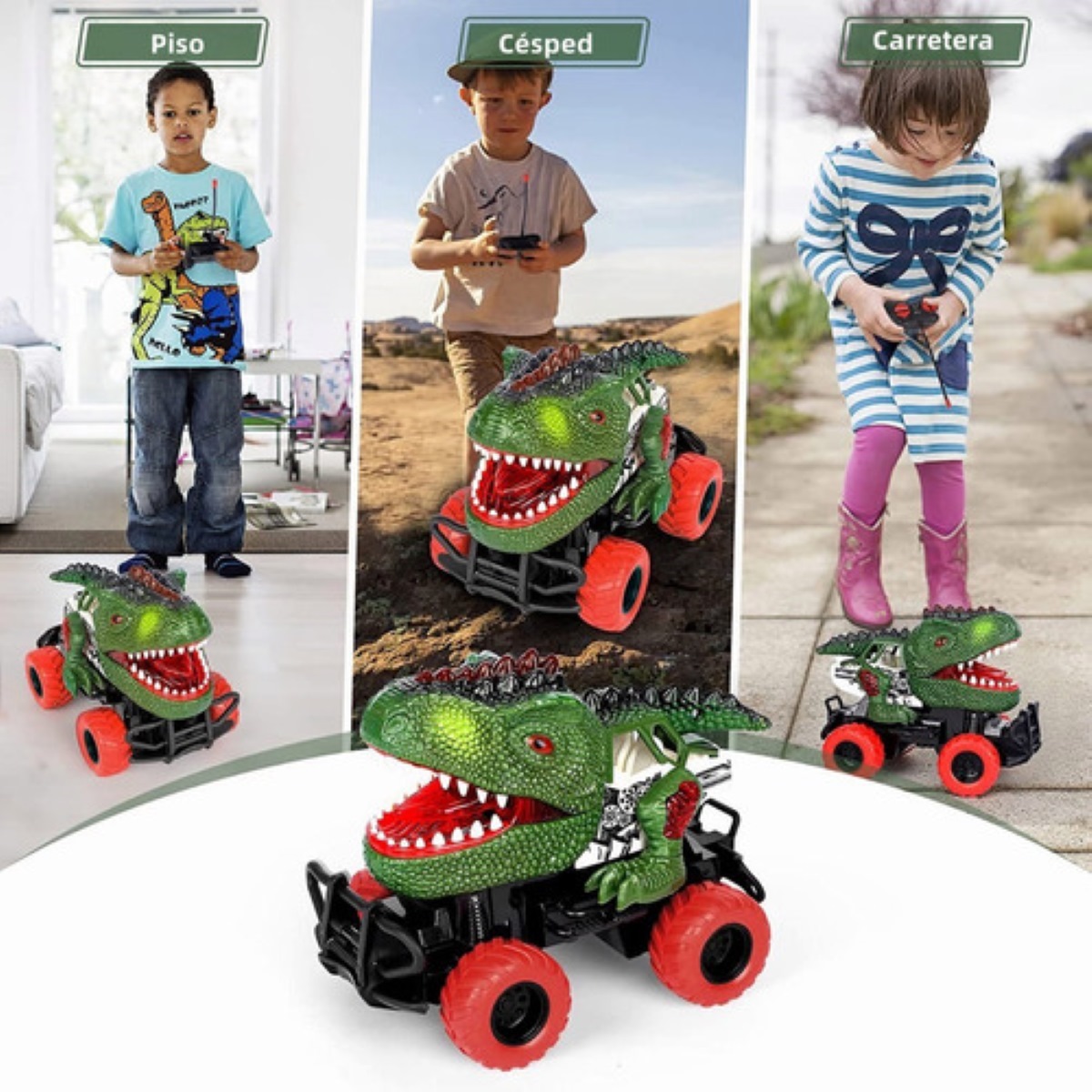 Coche Juguete Dinosaurio Control Remoto Con 4 Canales 