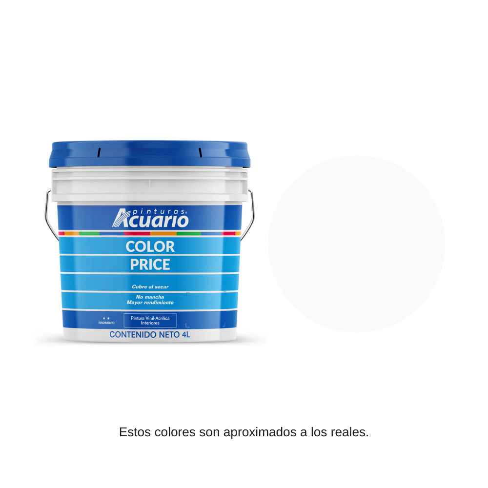 Pintura Color Price Color Blanco 4 Lt Acuario VA80040