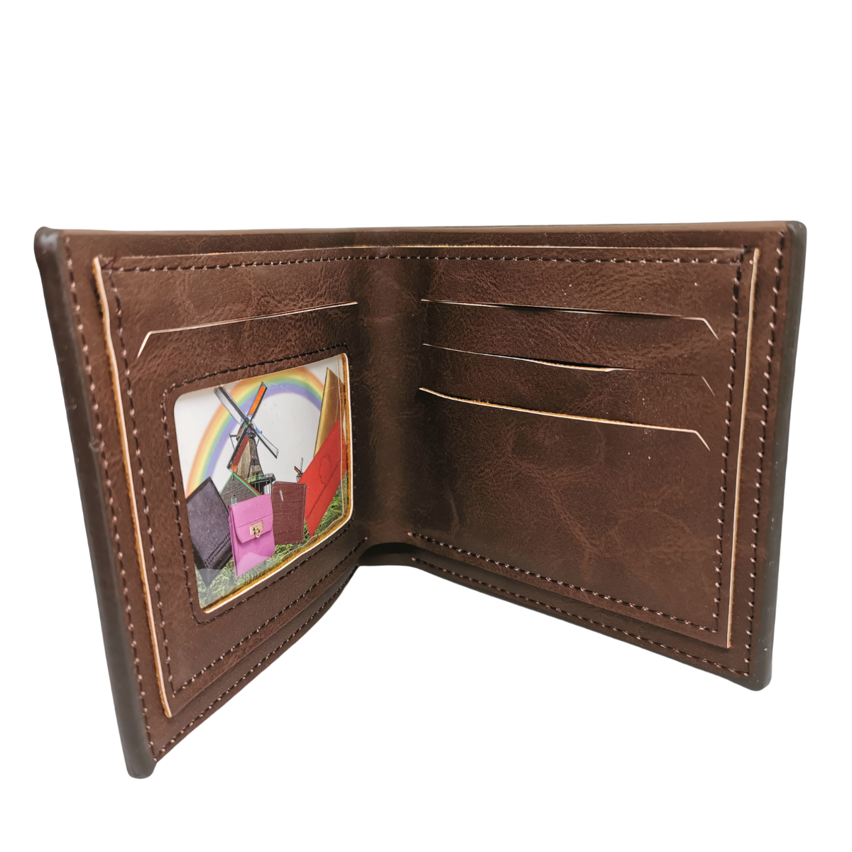 Cartera Caballero Compartimentos Color Café Tarjeta Billete Moda Hombre Billetera