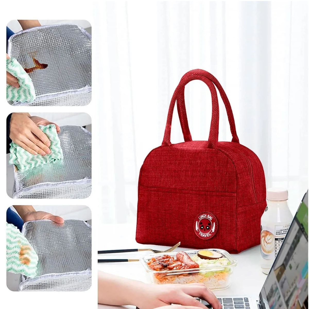 Lonchera Térmica Con Bolsa Lunch Aislamiento Frío Y Calor Roja