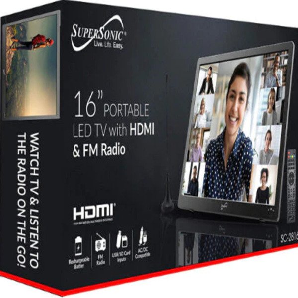 SUPERSONIC reproductor Portatil DVD 16 Pulgadas SC-2816, Resolucion  1280x800