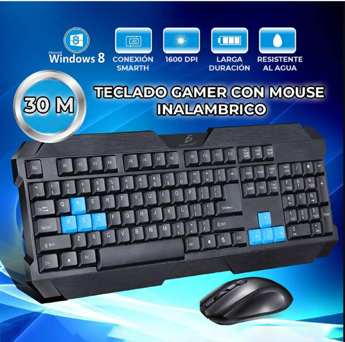 Kit De Mouse Y Teclado Inalambrico Tipo Gamer