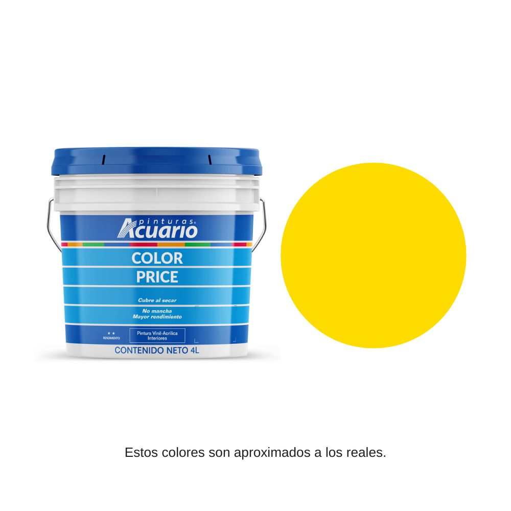Pintura Color Price Color Amarillo Intenso 4 Lt Acuario VA81440