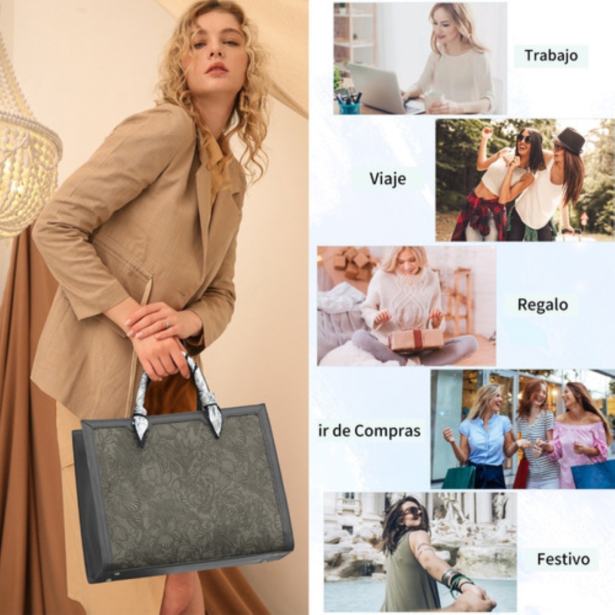 Bolsa Para Laptop De 15.6 Pulgada Para Mujer Gris