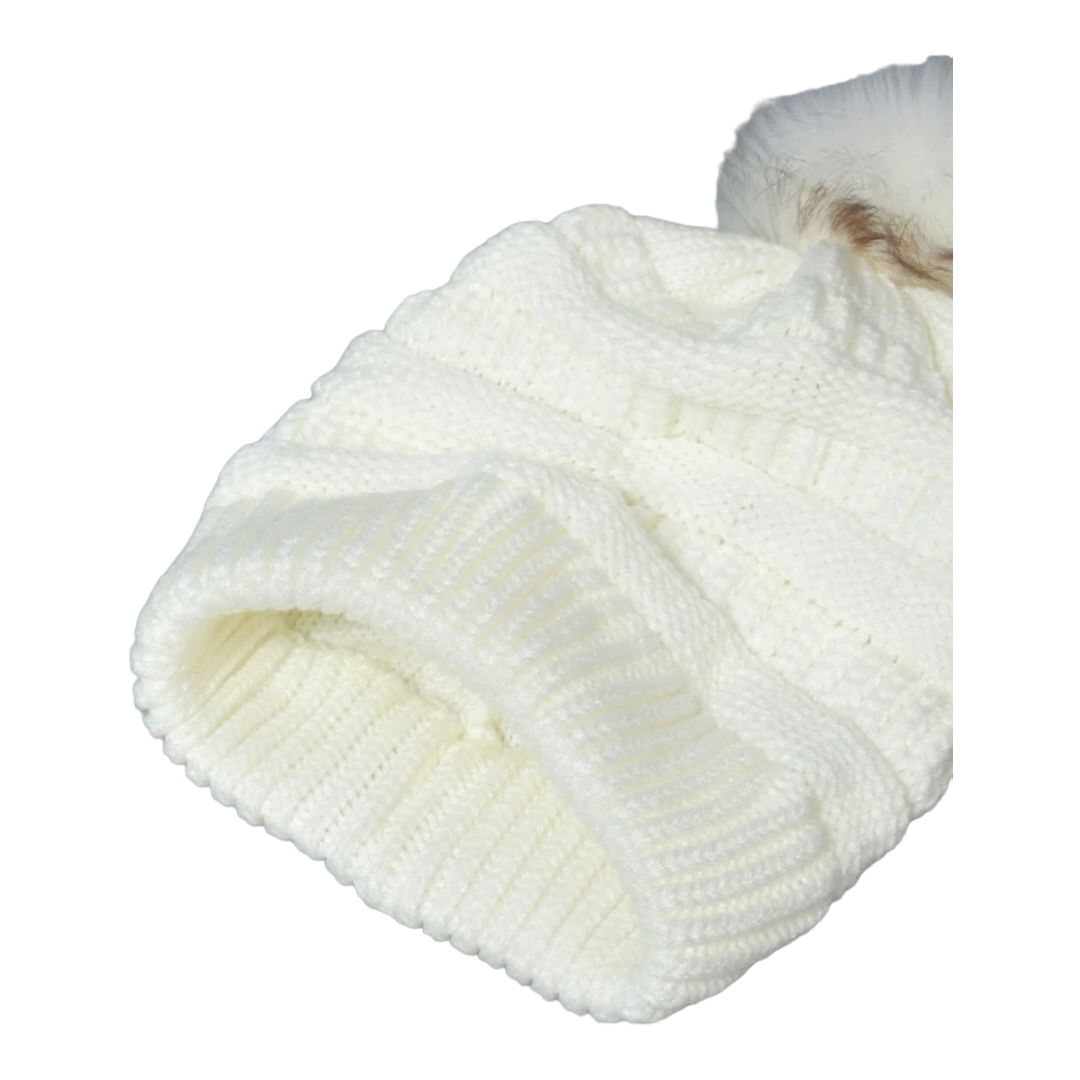 Gorro Invernal Tejido De Punto Con Pompón Para Mujer.