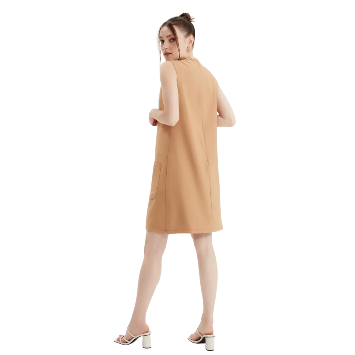 Vestido Básico Camel Talla Mediana 38 Moda Mujer Dama