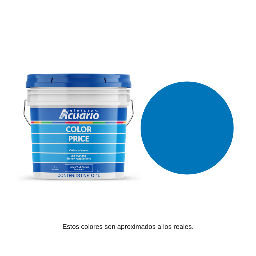 Pintura Color Price Color Azul Intenso 4 Lt Acuario VA81840
