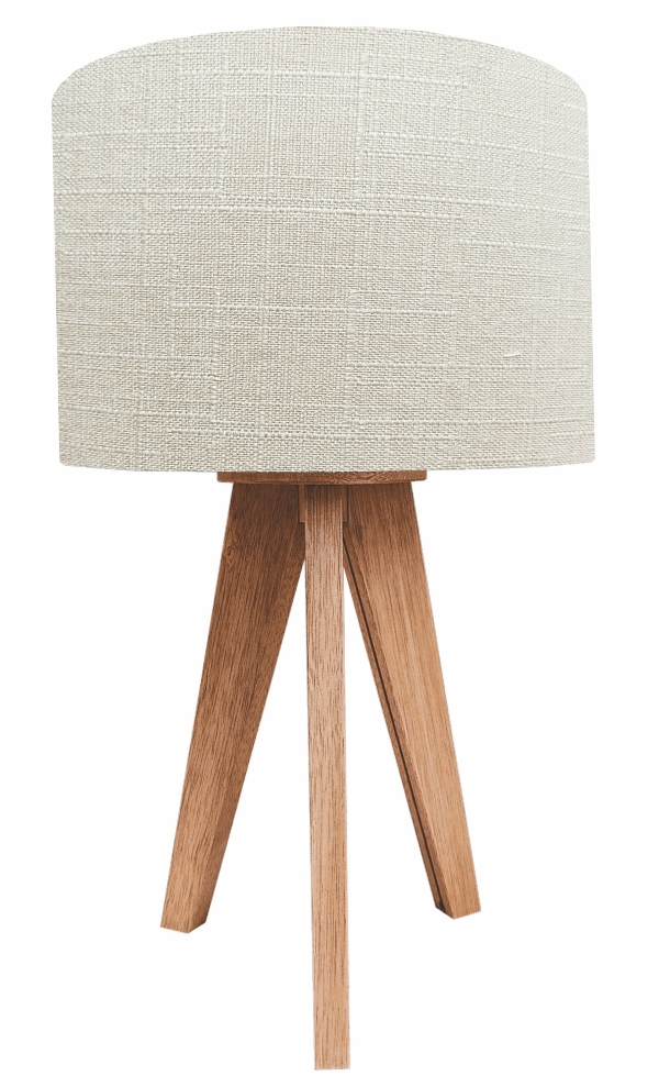 Lampara de Buro de Madera Banack, no Pino entintado Pantalla de Lino