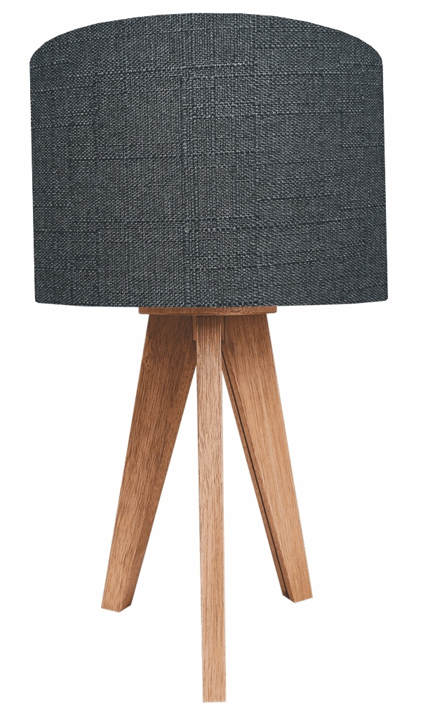 Lampara de Buro de Madera Banack, no Pino entintado Pantalla de Lino