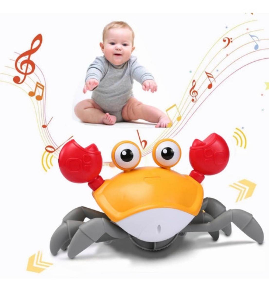 Juguete Medusa Bailarín Y Gateador Para Bebés - Con Luces LED Y Música, Sensor De Impacto 360° | Regalo Cumpleaños Niños Niñas