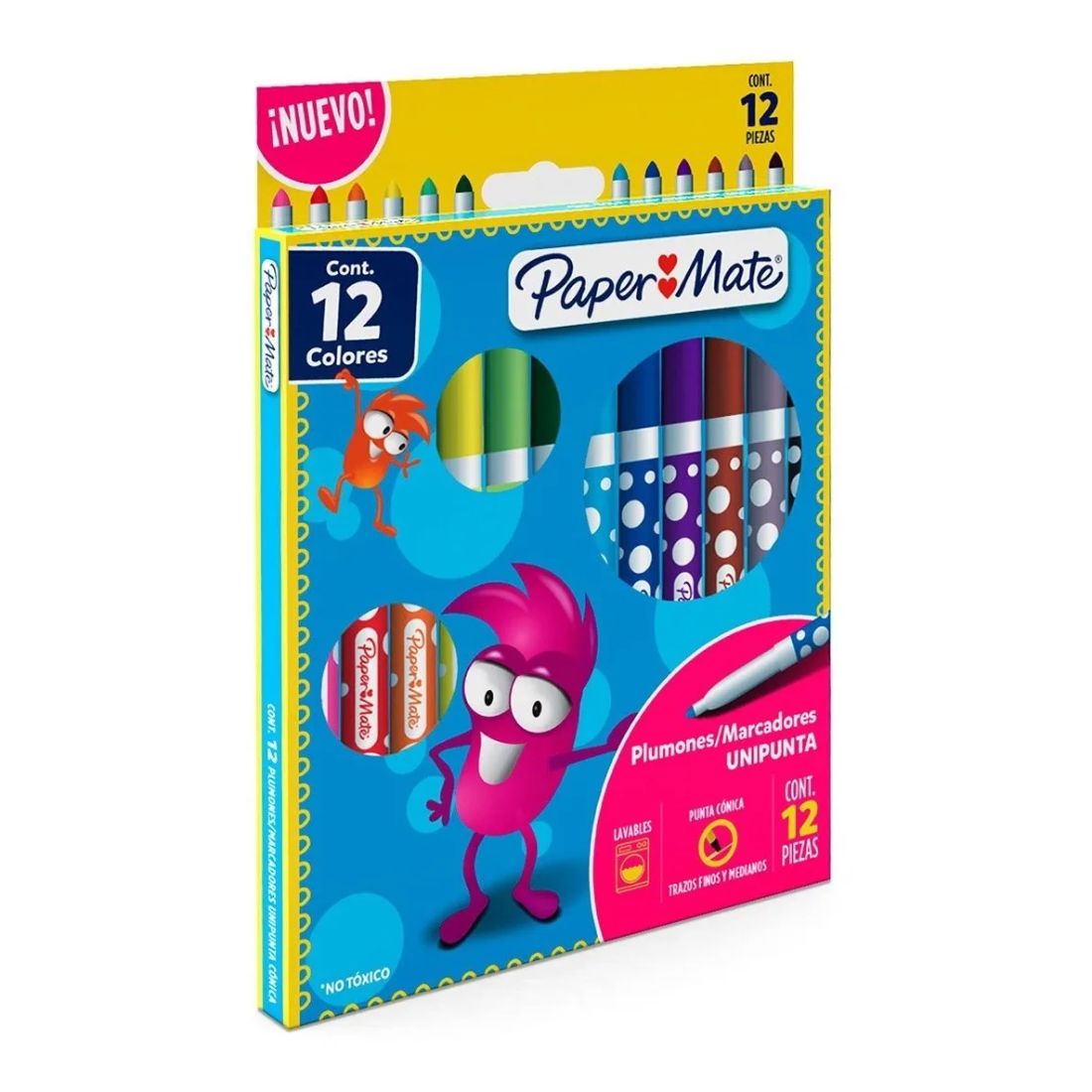 Plumín Paper Mate Pincelin Unipunta 12 Pzs Colores