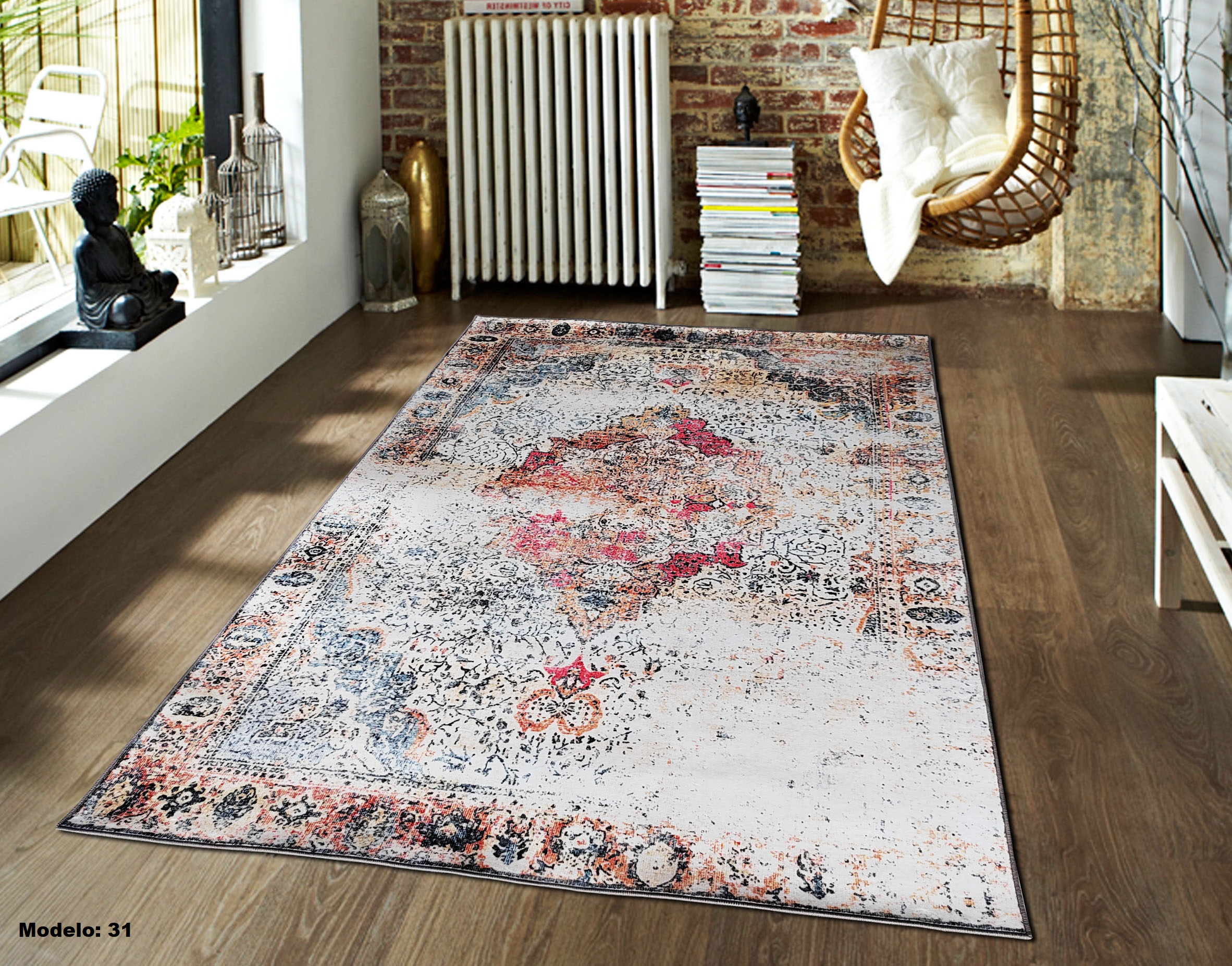 Alfombra Grande muy moderno Difuminado tipo Persa, Cemento ideal Salas muy Suave 2.0x3.0 mts