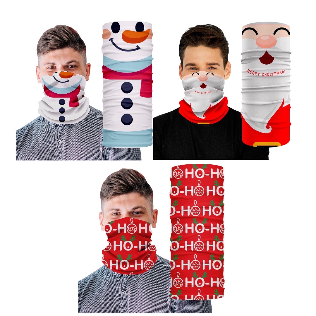 Juego De 3 Bandanas Tipo Buff Mascara Navideña Cubre Polvo cubrebocas.