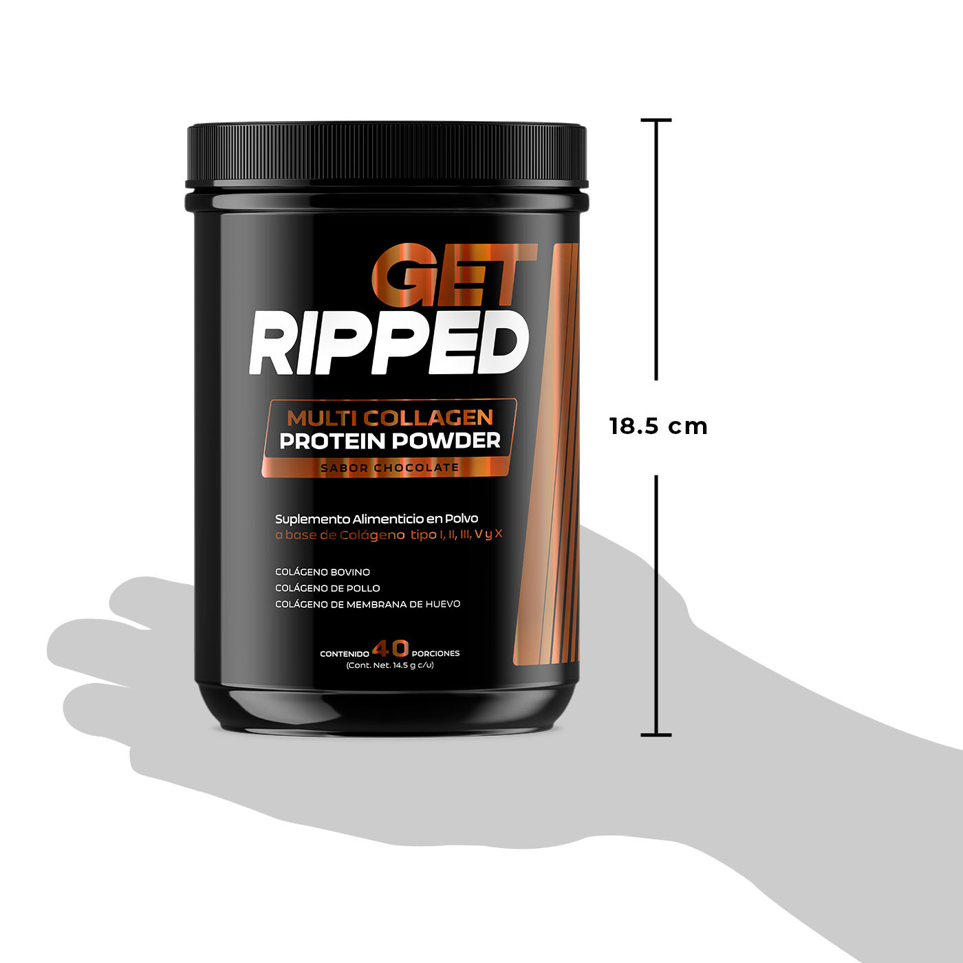 Mezcla De Colágeno Proteína En Polvo 40 Porciones Chocolate Get Ripped