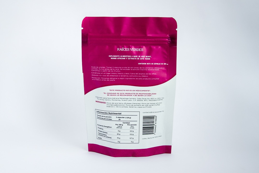 Cápsulas T3 - Mango africano, acaí berry y extracto de café verde | 60 cápsulas - 500 mg | Raíces Verdes