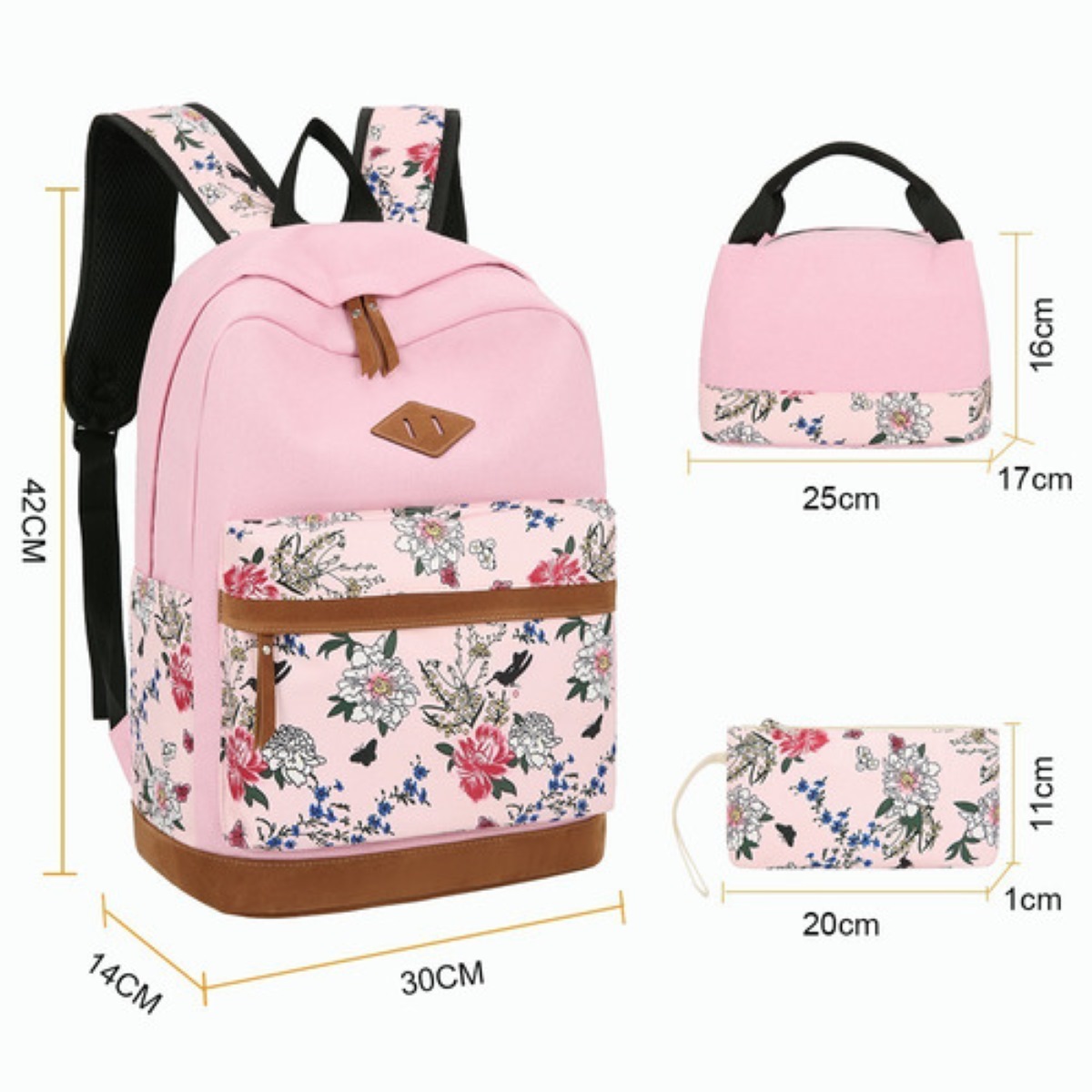 Kit Mochila Moda Casual Para Mujer 2 Piezas Color Marrón