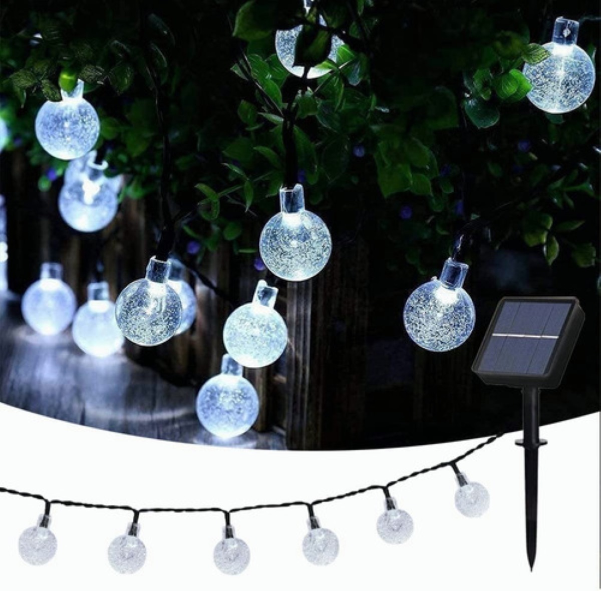 Tira De Led Solares 30 Luces Led Jardín Exterior