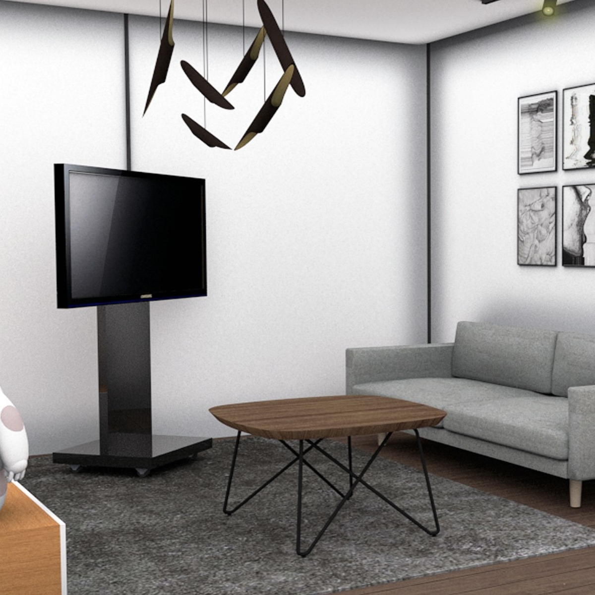 Soporte para TV de 32 hasta 55 pulgadas en pedestal con ruedas.