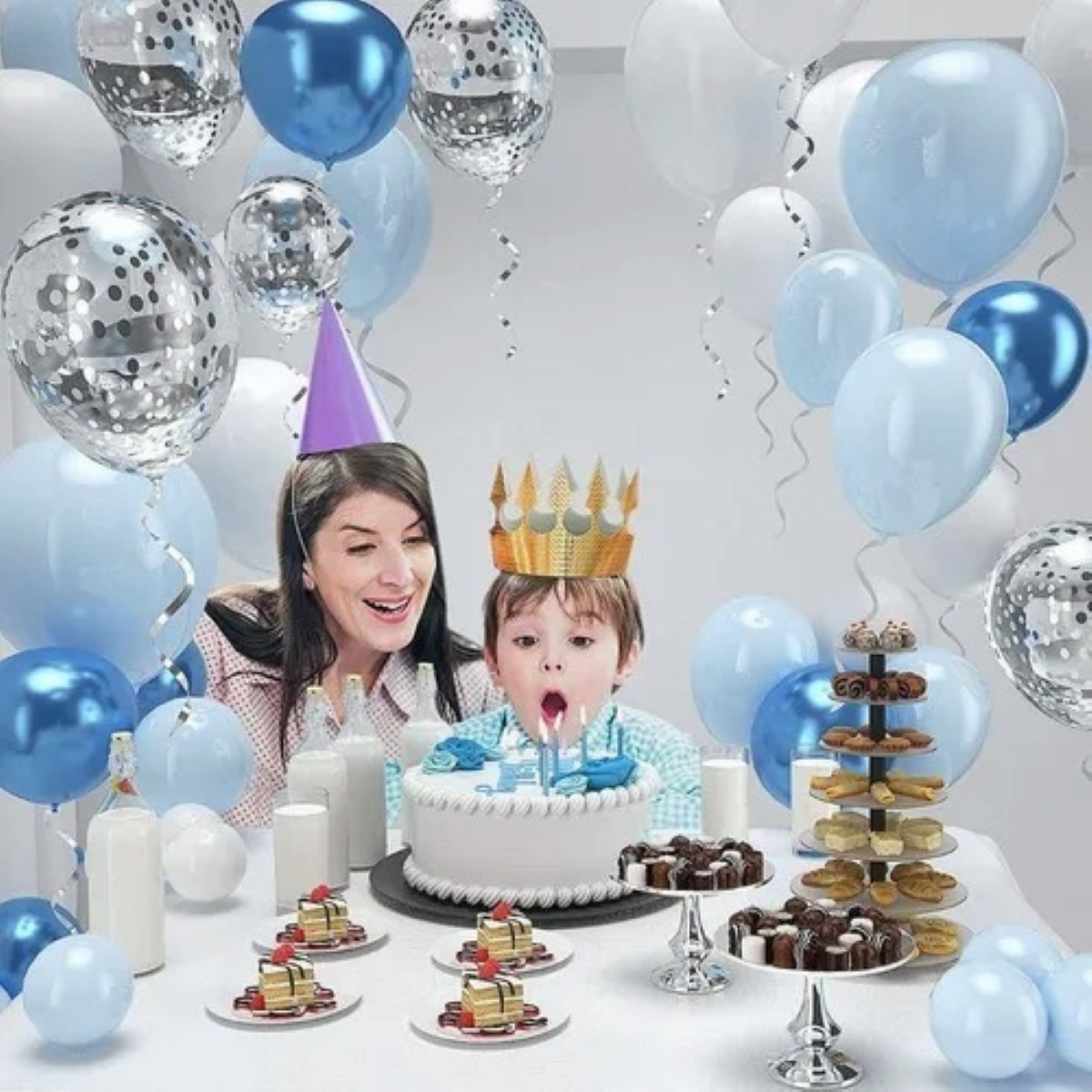 Kit Decoración Globos Metalicos Azul  