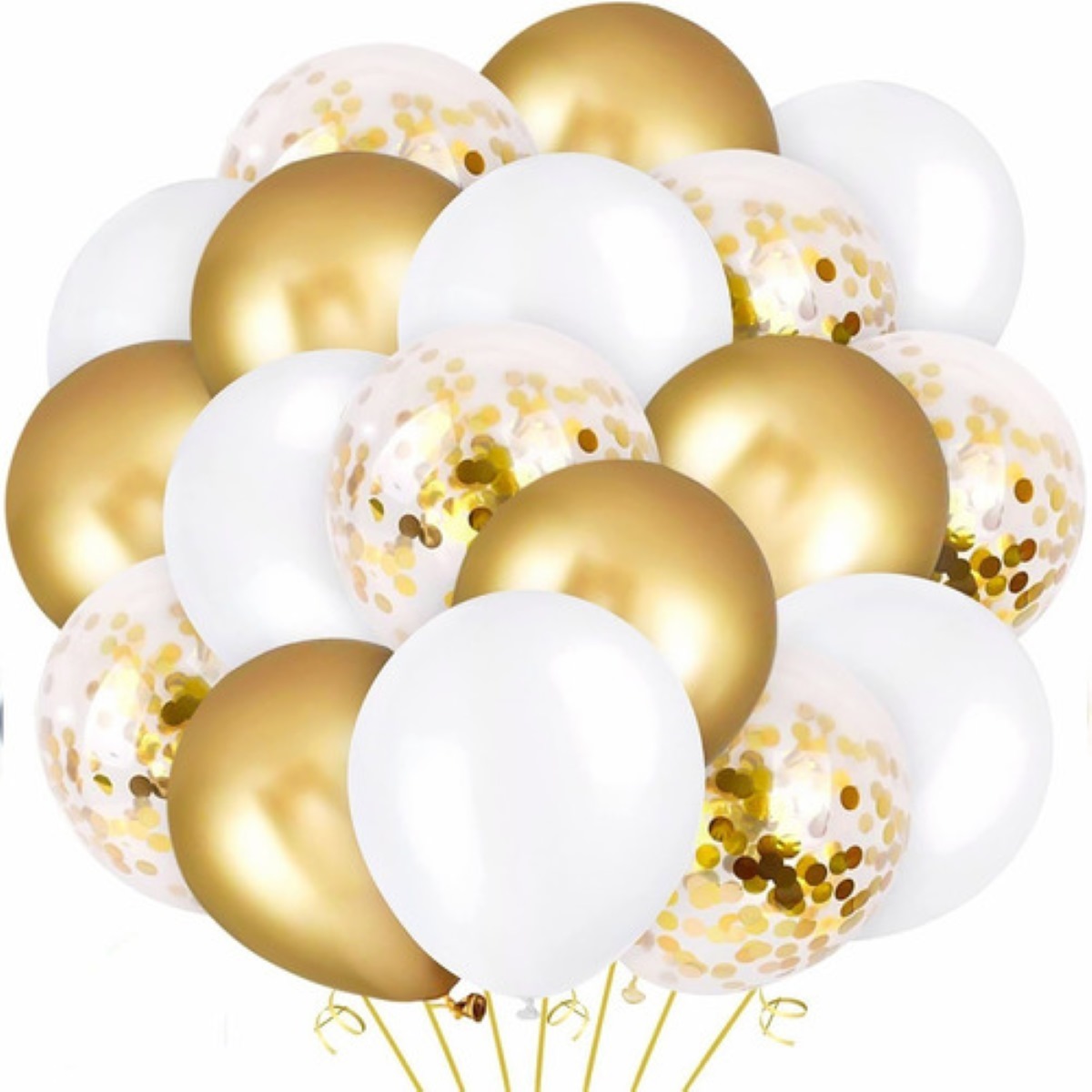 Kit Decoración Globos Metálicos Para Cortina 50pzs Dorados