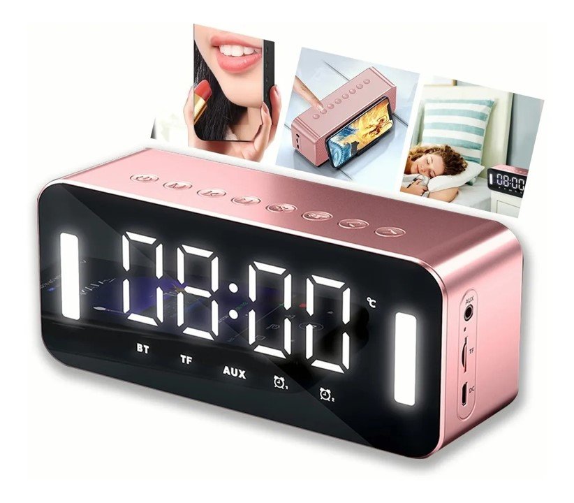 Reloj despertador inteligente con pantalla LED, compatible con Bluetooth  5,0, altavoz, Radio FM, luz colorida, tarjeta TF, MP3, reproducción de