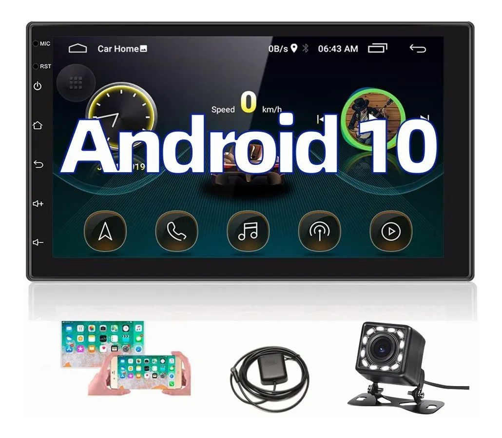 auto estereo android con pantalla, gps y camara de reversa