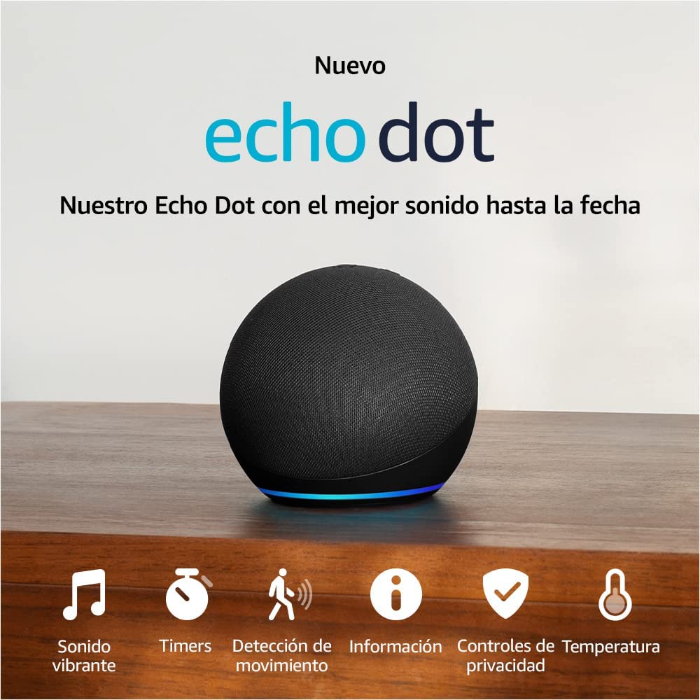 Nuevo Echo Dot (5.ª generación, modelo de 2022) | Bocina inteligente con Alexa | Negro