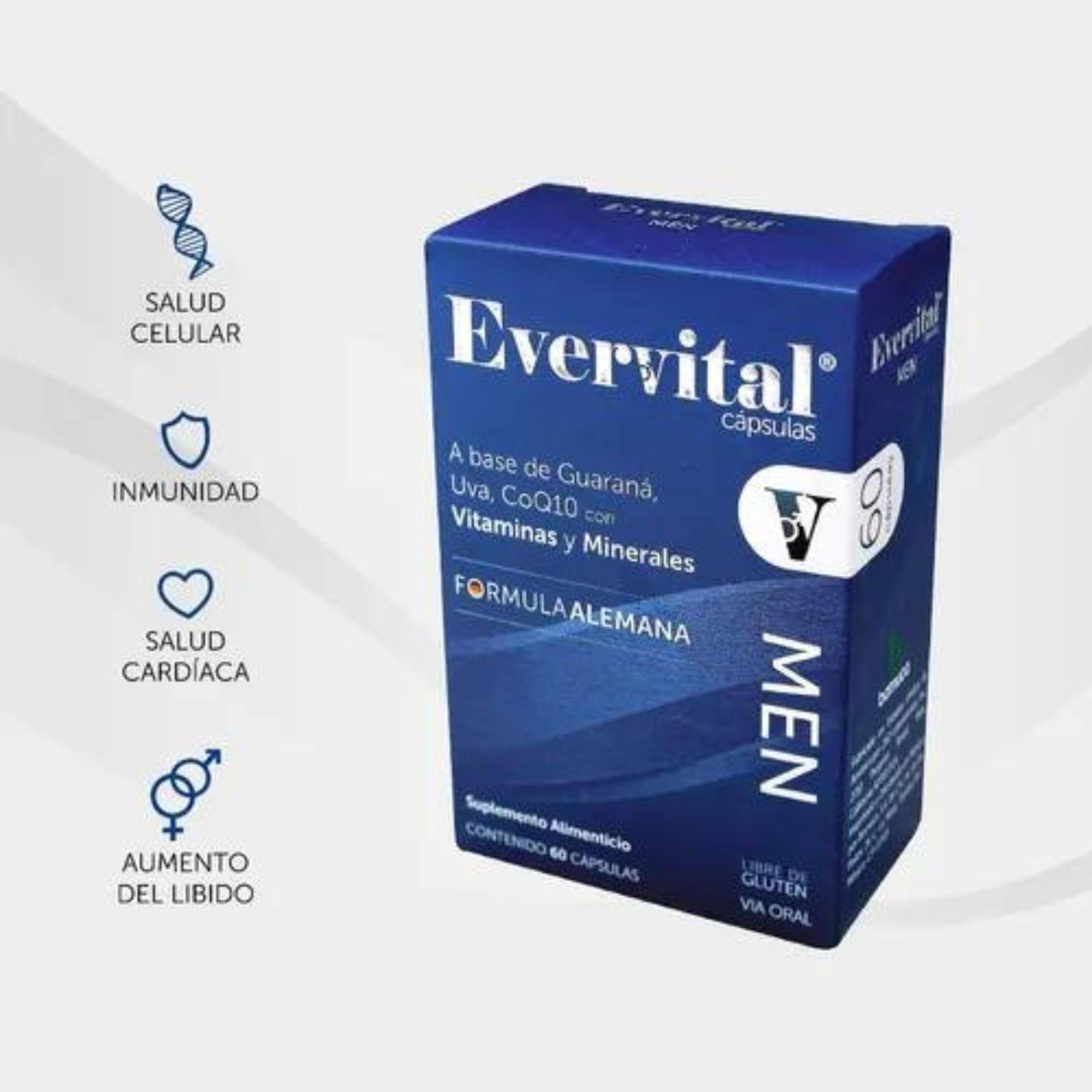 Evervital Men Guaraná, Uva, Coq10 Bomuca 60 Caps