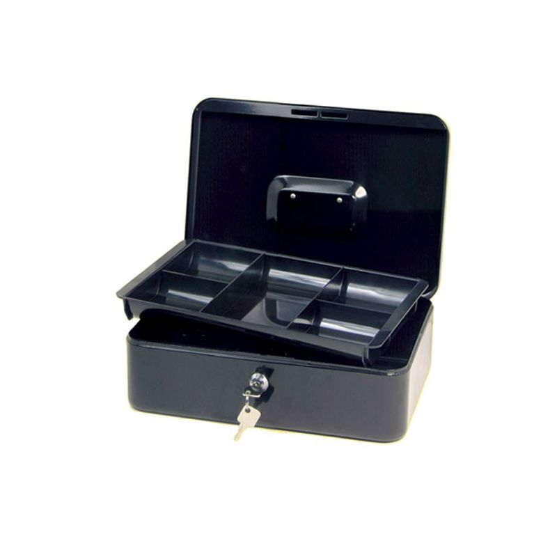 Caja de Seguridad para Dinero con Llaves y Cerradura de Seguridad, Caja Registradora con 2 Charolas para Billetes y 4 Depósitos para Monedas, Caja Fuerte para Almacenamiento de Efectivo