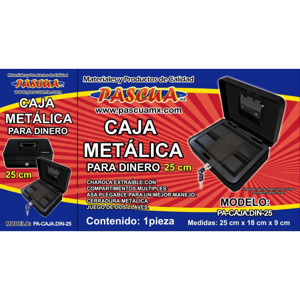 Caja de Seguridad para Dinero con Llaves y Cerradura de Seguridad, Caja Registradora con 2 Charolas para Billetes y 4 Depósitos para Monedas, Caja Fuerte para Almacenamiento de Efectivo