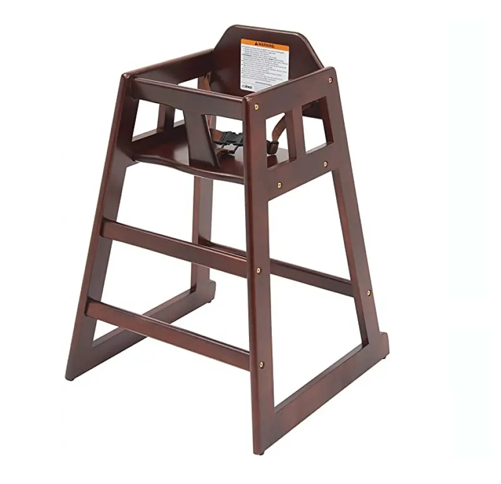 Silla para bebe , periquera alta para bebe en madera tono nogal para comer