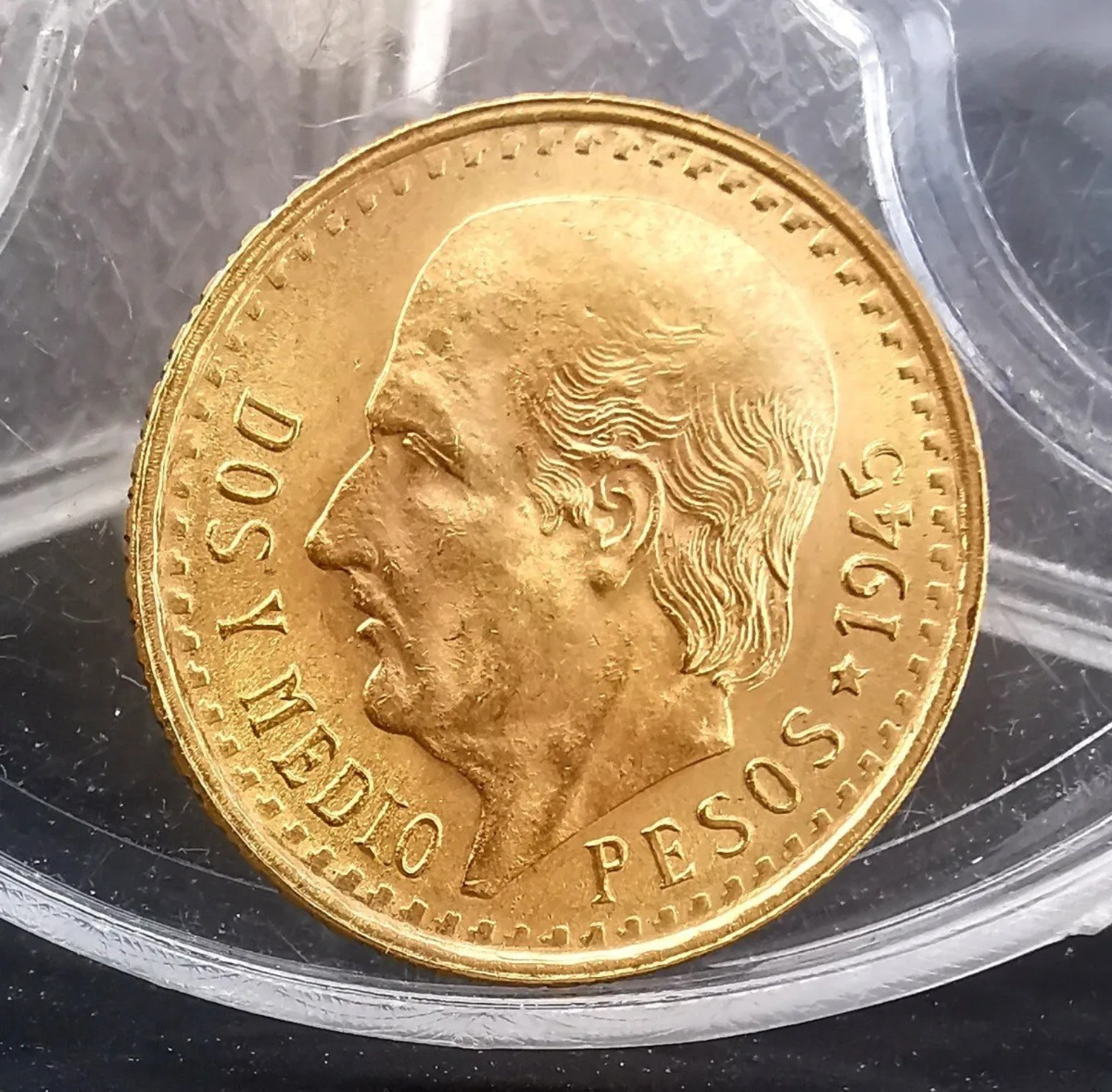 Moneda de oro Hidalgo oro $2.5 Pesos sin circular.