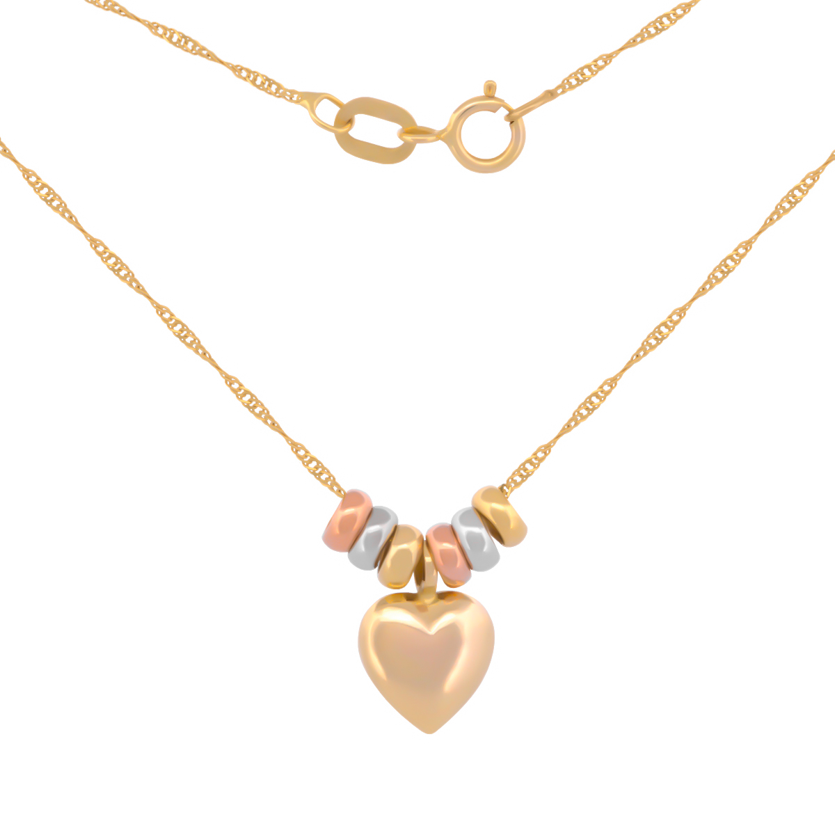 Cadena Gargantilla Dama Corazón 3 Oros 10k Solido 