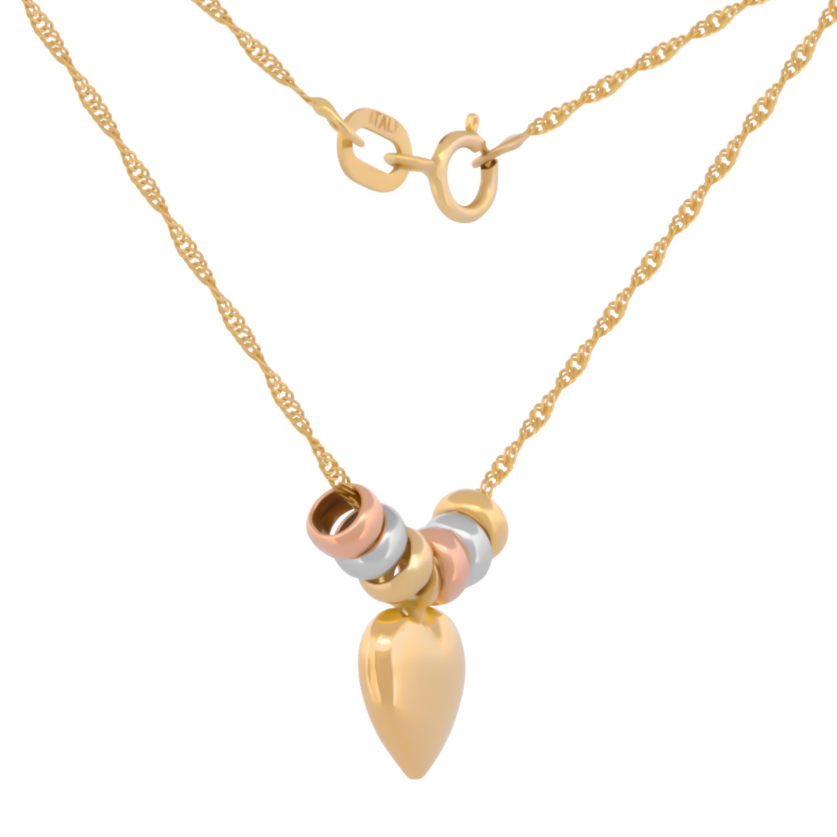 Cadena Gargantilla Dama Corazón 3 Oros 10k Solido 