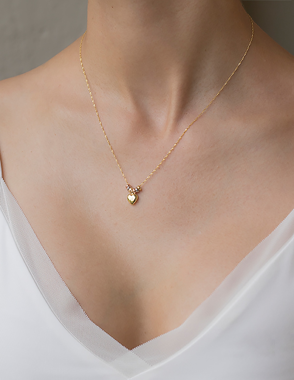 Cadena Gargantilla Dama Corazón 3 Oros 10k Solido 