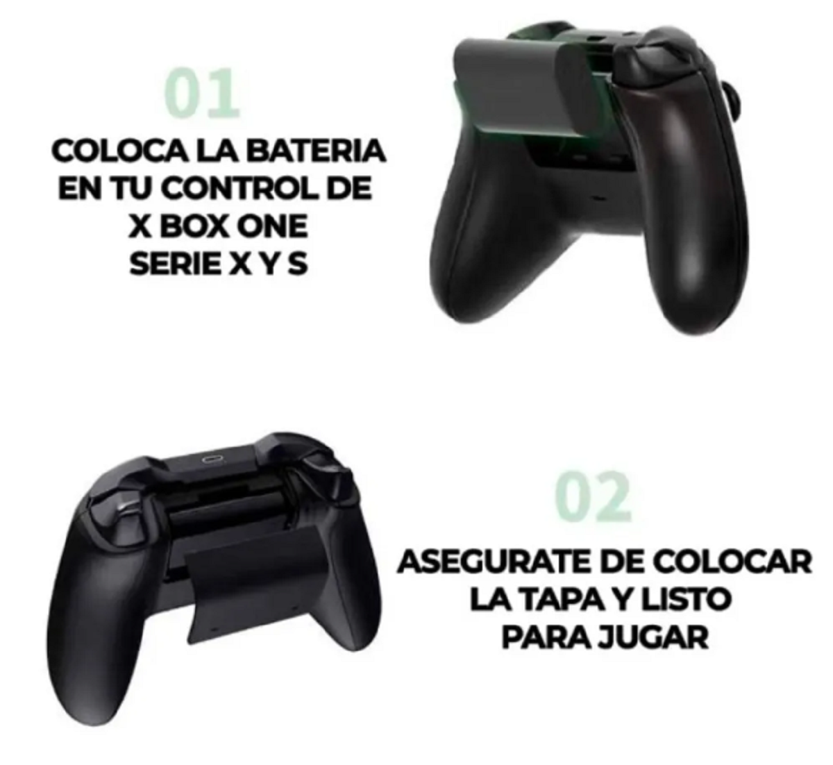 1 Pila Bateria Recargable Para Control Xbox One Series S/X Con Cable Tipo C y Micro Usb V8