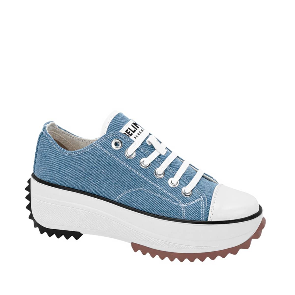 Tenis casual de plataforma, color azul mezclilla, marca Belinda Peregrin, mod. 1057092