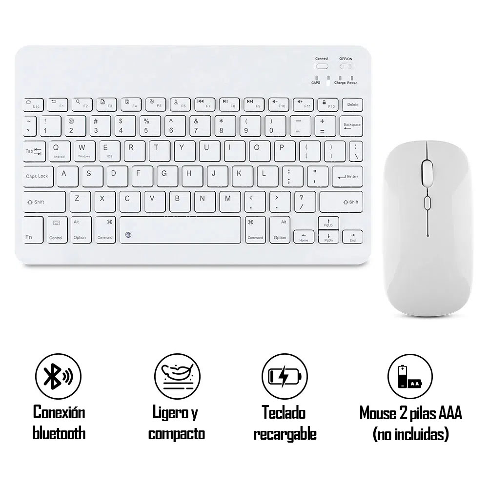 Kit Mini Teclado y Mouse Inalámbrico Bluetooth Celular Tablet PC