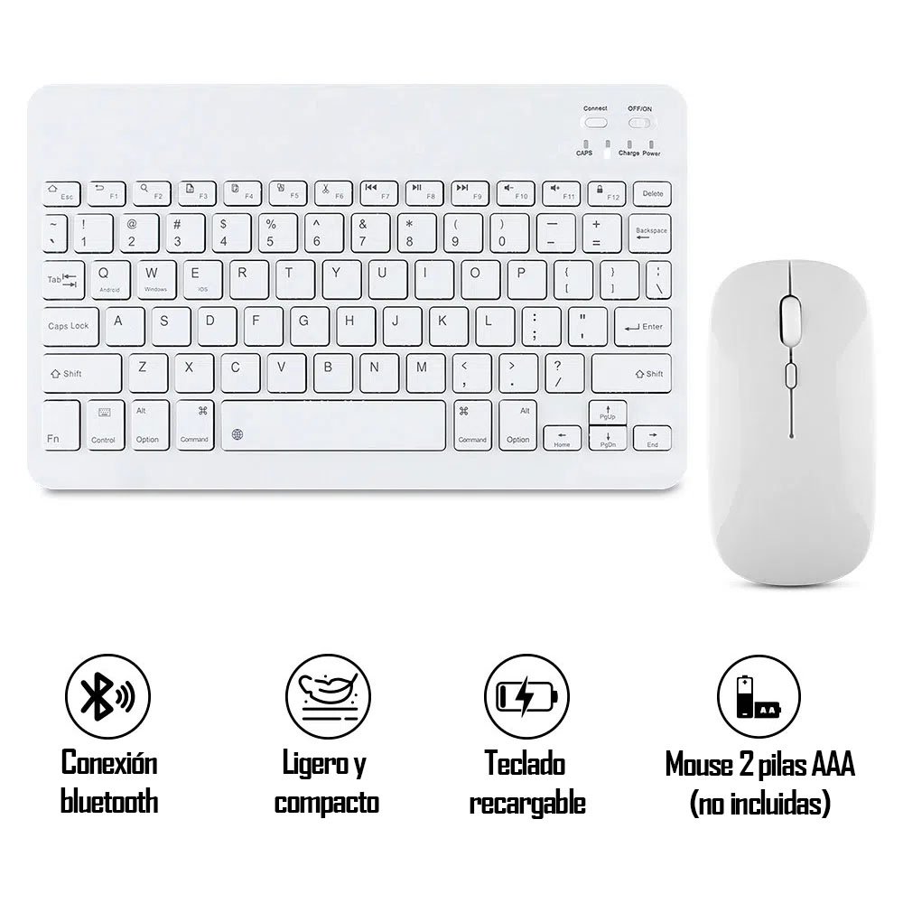 Mini Teclado Y Mouse Inalámbrico Bluetooth Recargable Para Celular/Tablet