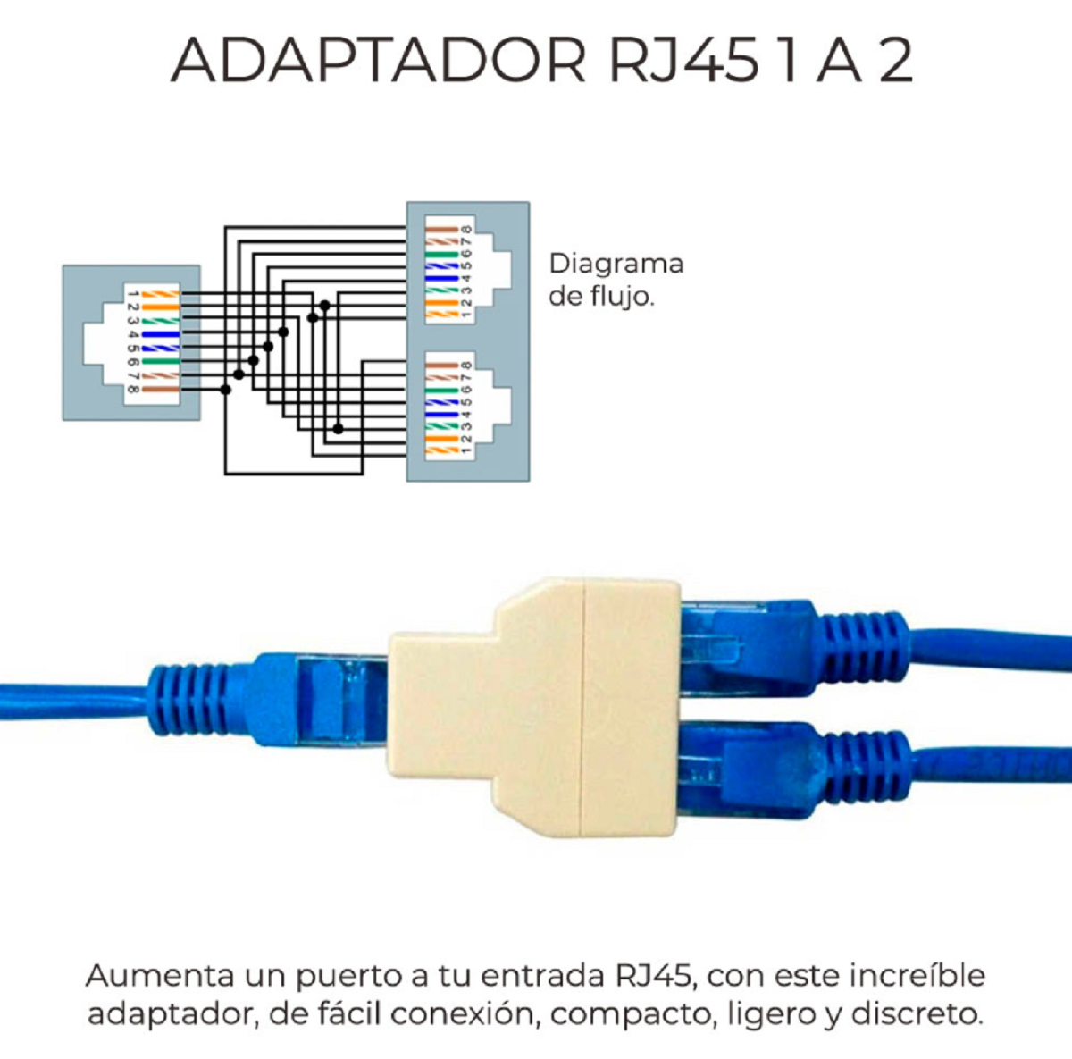 Divisor Splitter 1x2 Cable De Red Rj45